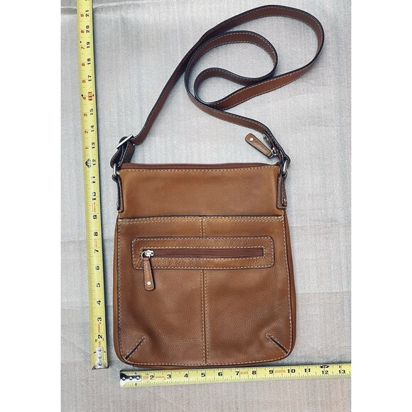 Fossil Y2K Pebbled Brown Leather Crossbody Messenger Bag Leather 10"x11" EUC - Picture 4 of 12